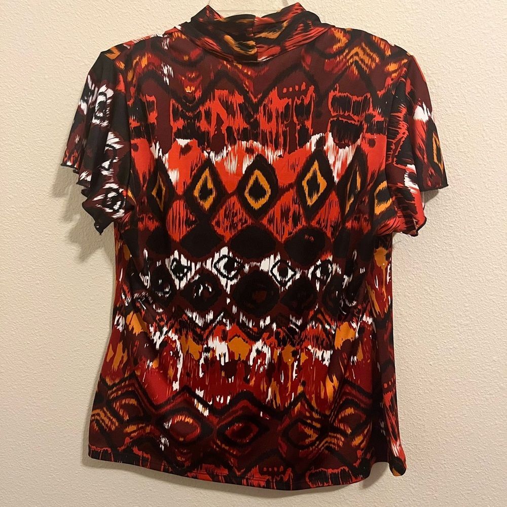 Notations Red and Black Abstract Blouse - Picture 2 of 4